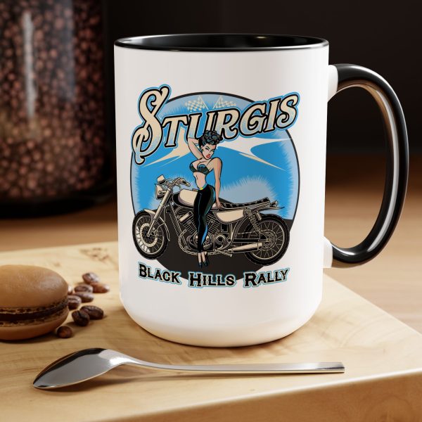 Sturgis Pinup Girl Two-Tone Coffee Mugs, 15oz - Image 4