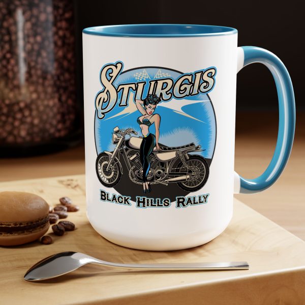 Sturgis Pinup Girl Two-Tone Coffee Mugs, 15oz - Image 8