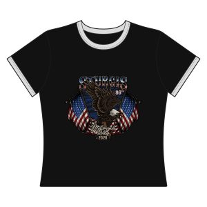 Sturgis Rally, 2026, 86th Anniversary, Eagle & Flag,  Lady's Ringer Tee