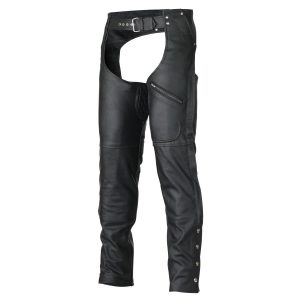 Vance Leather Unisex Black Zipout Insulated Thermal Lined Zipper Pocket Biker Motorcycle Leather Chaps
