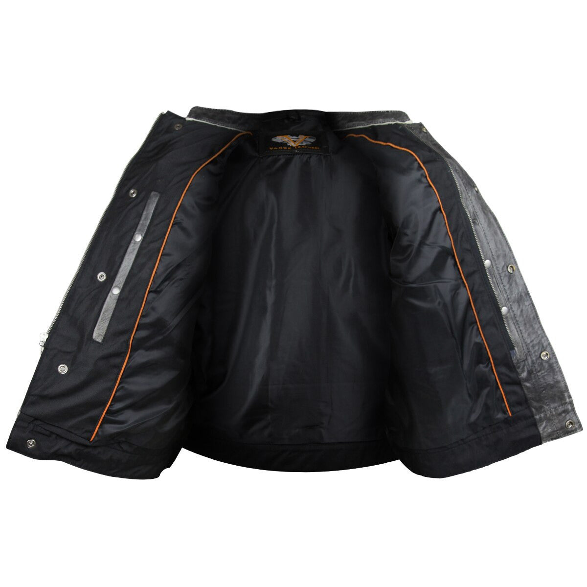 High Mileage Mens Premium Cowhide Distressed Gray SOA Style Biker Club Leather Motorcycle Vest - Image 4