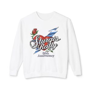 Sturgis Rally, 2026, 86th Anniversary, Heart & Rose, Lady’s Lightweight Crewneck Sweatshirt, Longsleeve