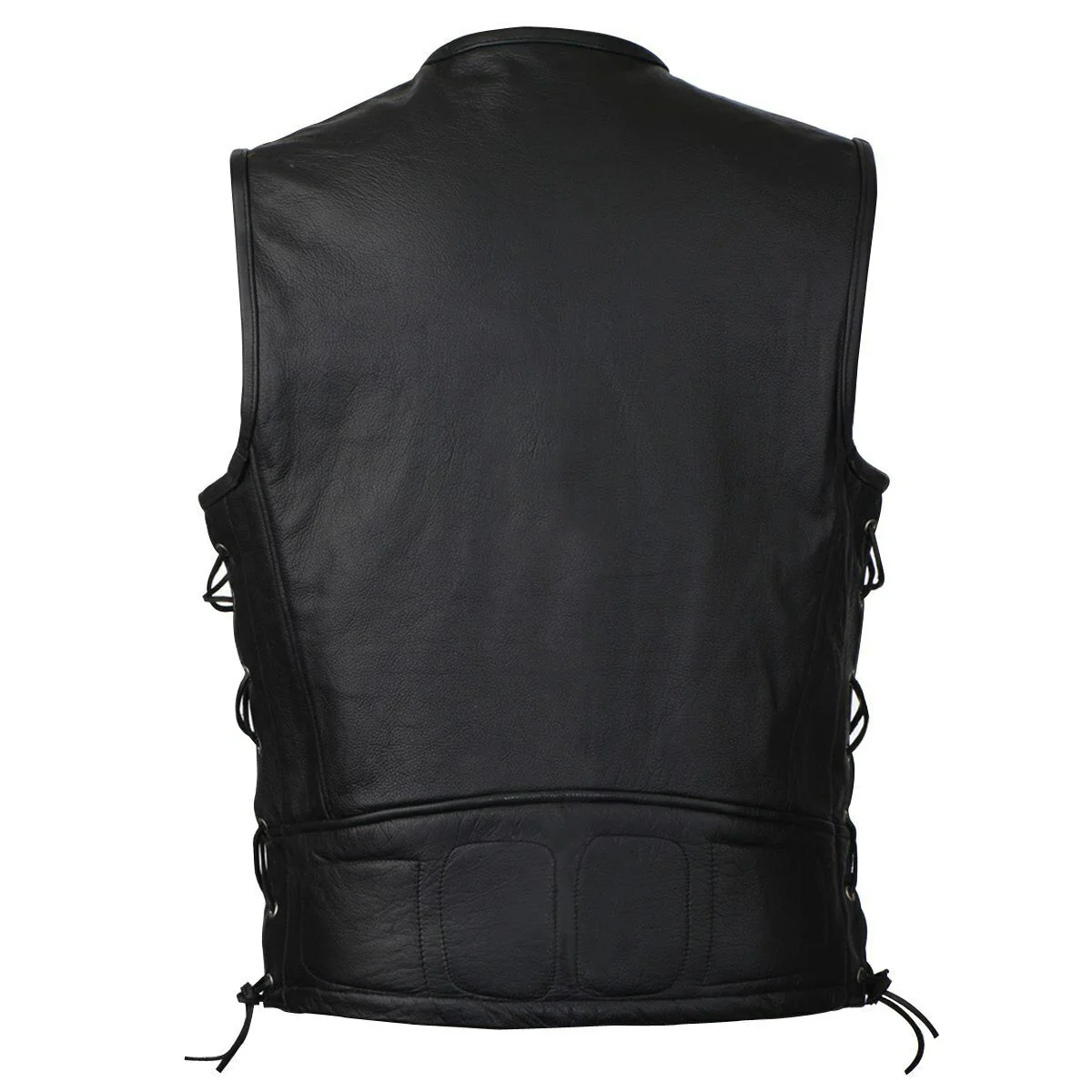 Vance VL941 Men's Premium Padded Argyle Style Black Premium Cowhide Leather Biker Motorcycle Vest - Image 2