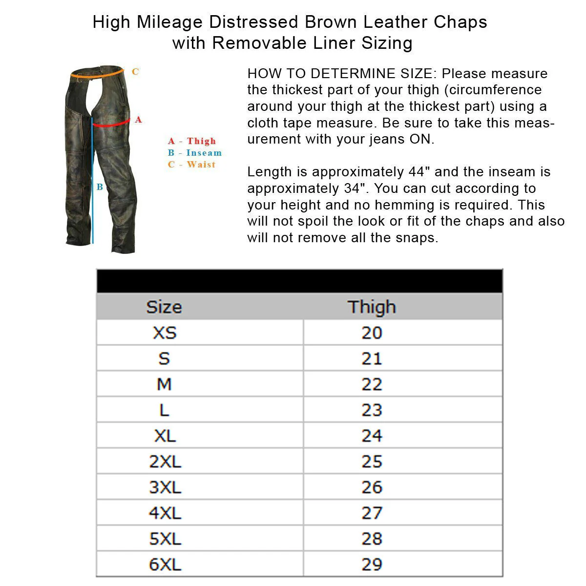 High Mileage Premium Cowhide Vintage Distressed Brown Jean Style Leather Motorcycle Chaps Unisex - Image 5