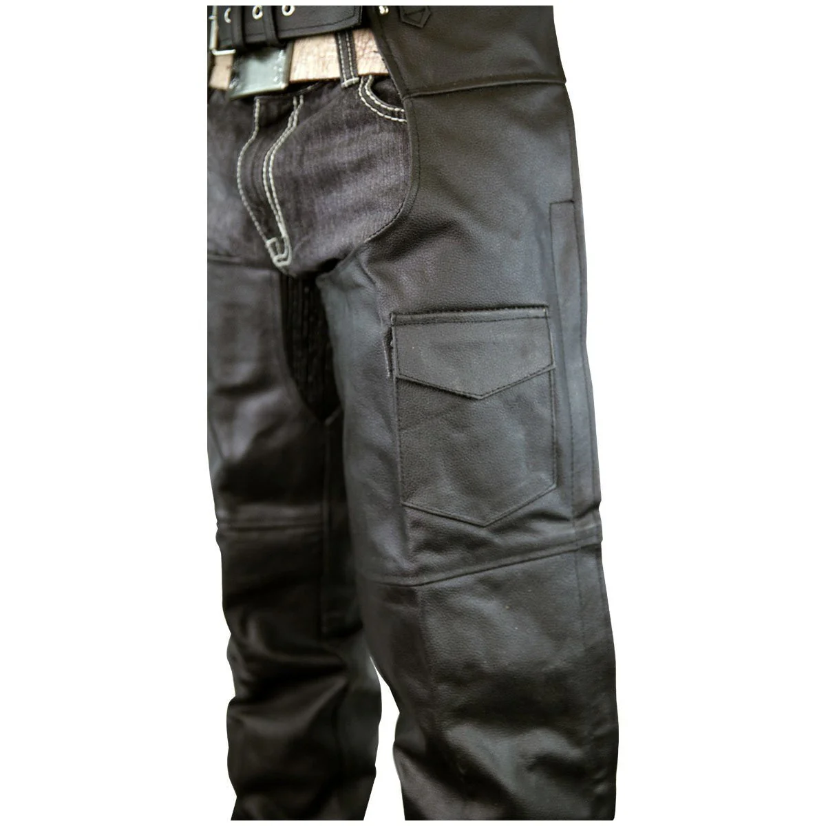 Vance Leather Unisex Black Zip-out Insulated Thermal Liner Biker Leather Motorcycle Chaps - Image 5
