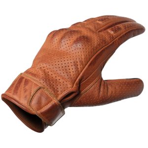 Vance Leathers Mens Premium Waxed Austin Brown Leather Perforated Motorcycle Gloves