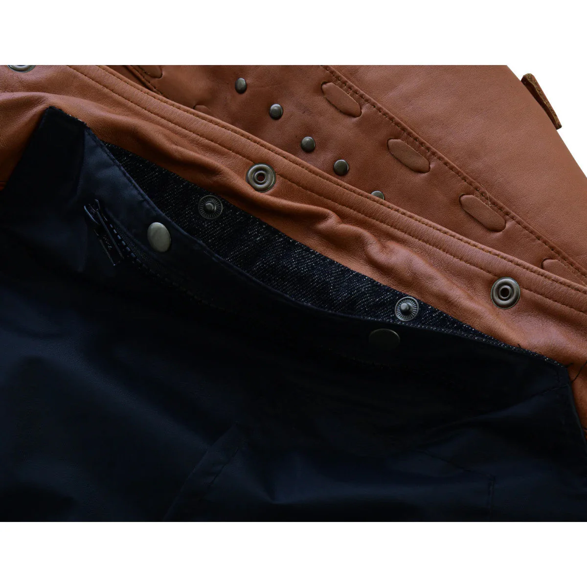 High Mileage 'Roxy' Ladies Premium Brown Leather Vest with Fringes and Rivets - Image 6