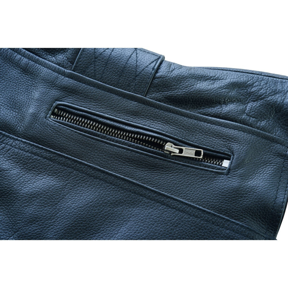 High Mileage Womens Black Premium Cowhide Biker Motorcycle Leather Vest With Buckles - Image 6