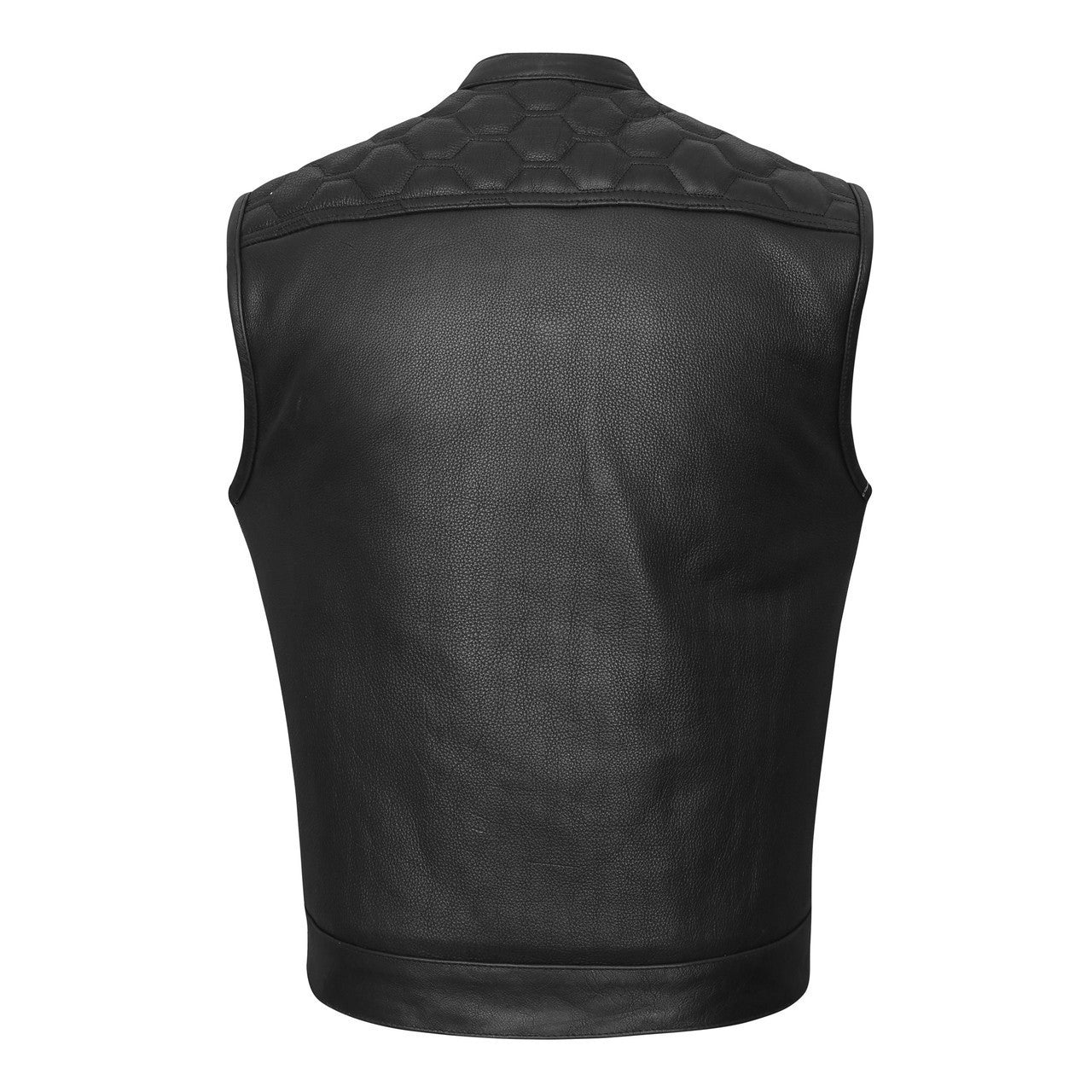 High Mileage Mens Zipper and Snap Closure Leather Club Vest with Quick Access & American Flag Liner - Image 3