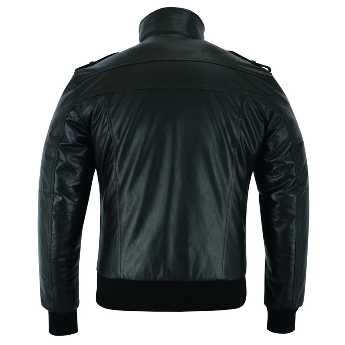 Vance Leather Mens Sven Bomber Black Waxed Premium Cowhide Motorcycle Leather Jacket with Removeable Hood - Image 3