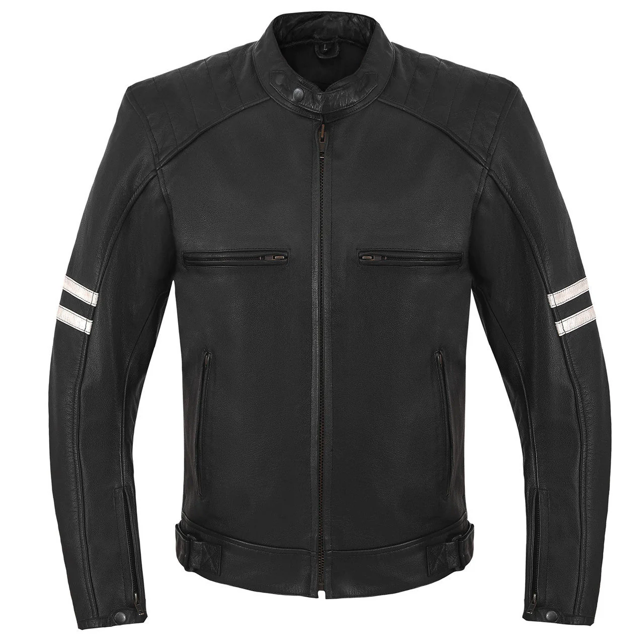 High Mileage Mens Premium Cowhide Leather 'Street' Cruiser Motorcycle Riding Jacket - Image 2