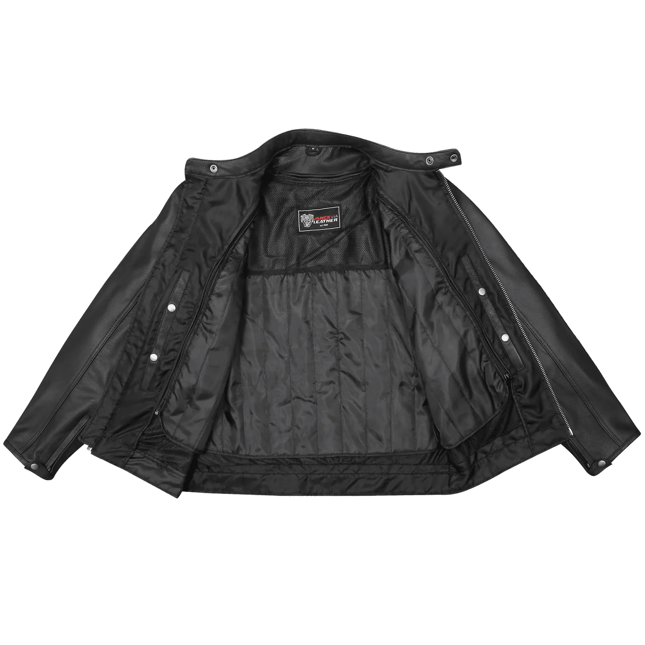 High Mileage Premium Mens Black Leather Motorcycle Jacket - Image 4