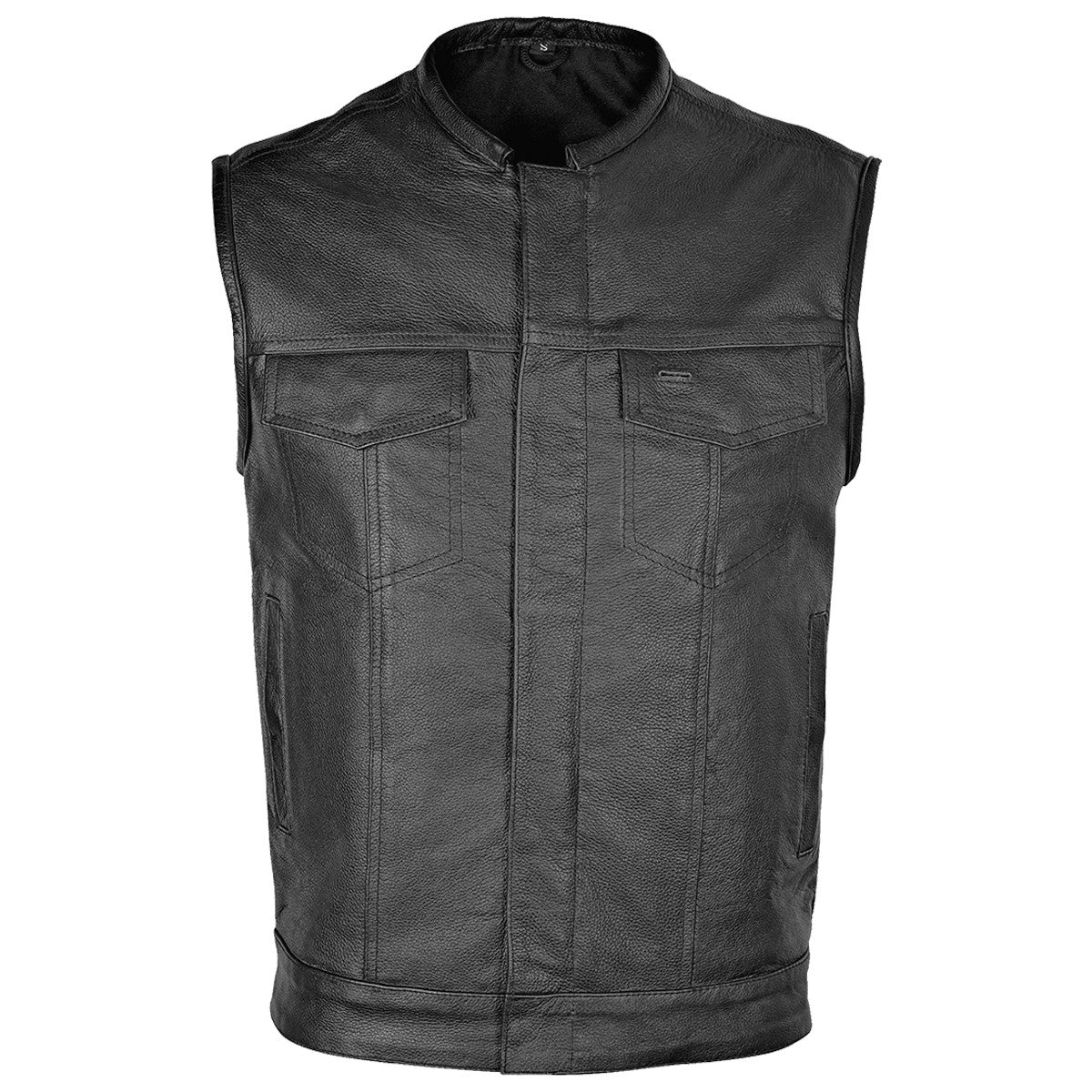 Vance VL913 Mens Black Premium Cowhide Leather SOA Club Style Biker Motorcycle Vest - Image 2
